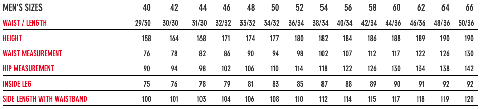 Men's Regular Pants Size Men's Regular Pants Size